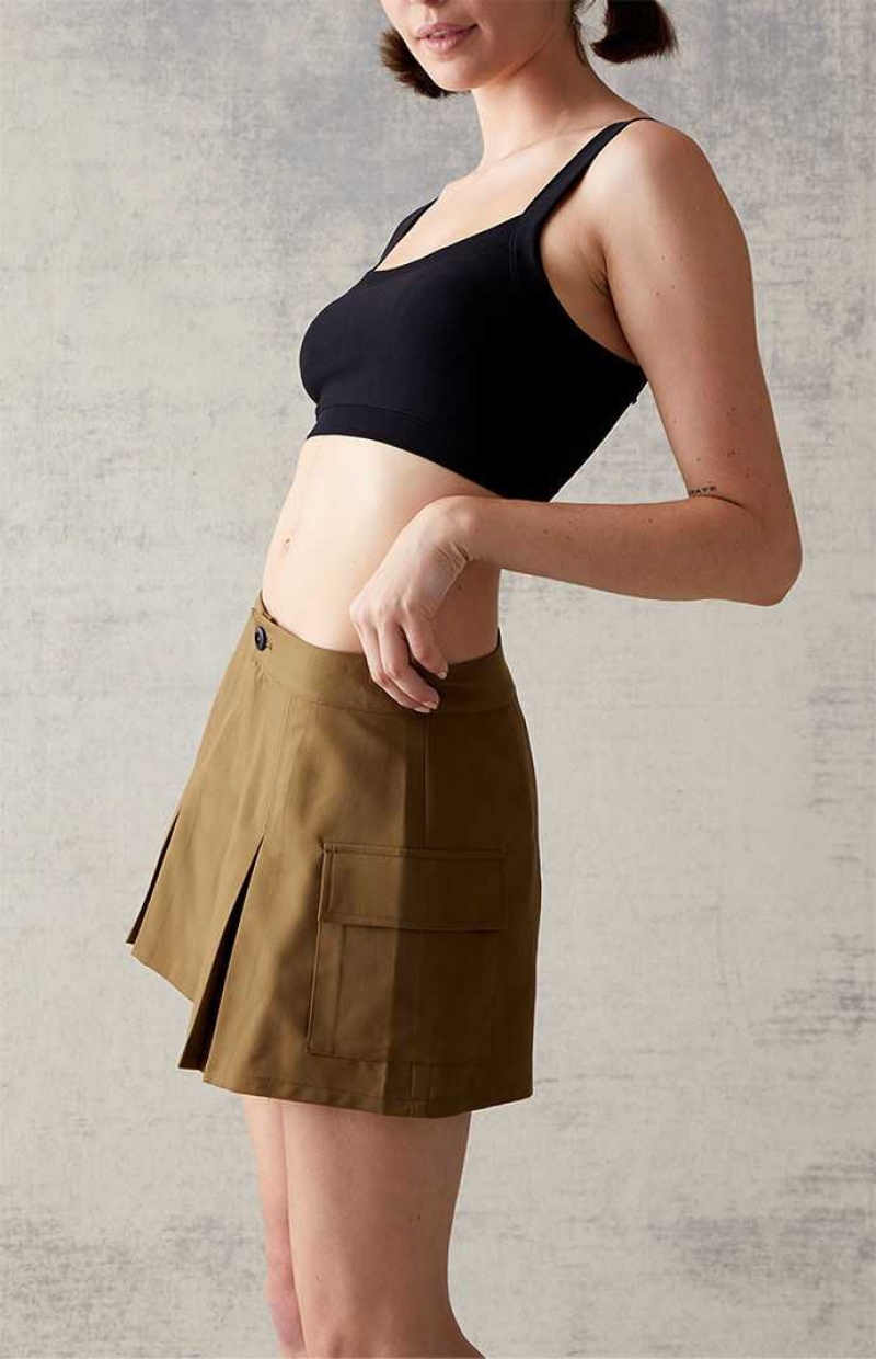 Pantalones PacSun Olive Plisado Cargo Mini Skirt Mujer Verde Oliva | NWRKJ3659