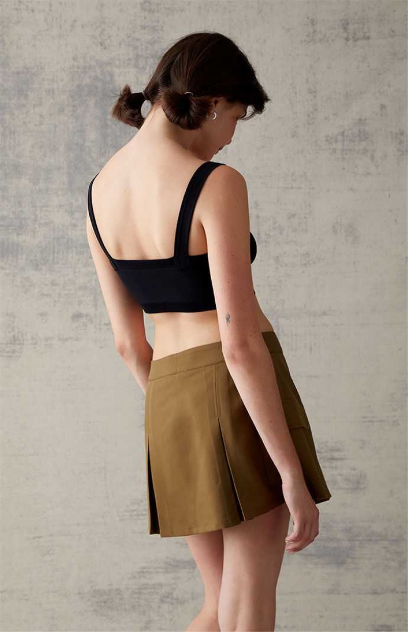 Pantalones PacSun Olive Plisado Cargo Mini Skirt Mujer Verde Oliva | NWRKJ3659