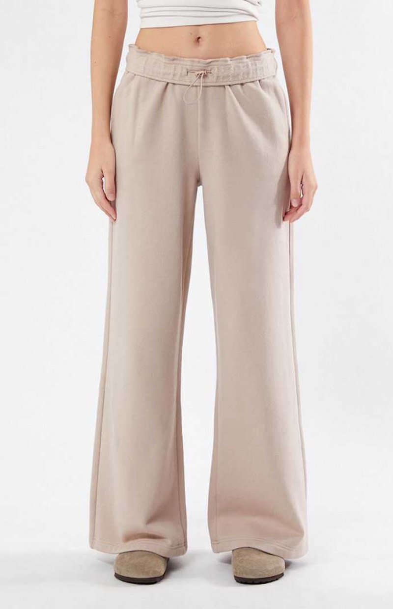 Pantalones PacSun Pacific Sunwear Crest Bungee Flare Mujer Gris Marrones | OVNYD2679