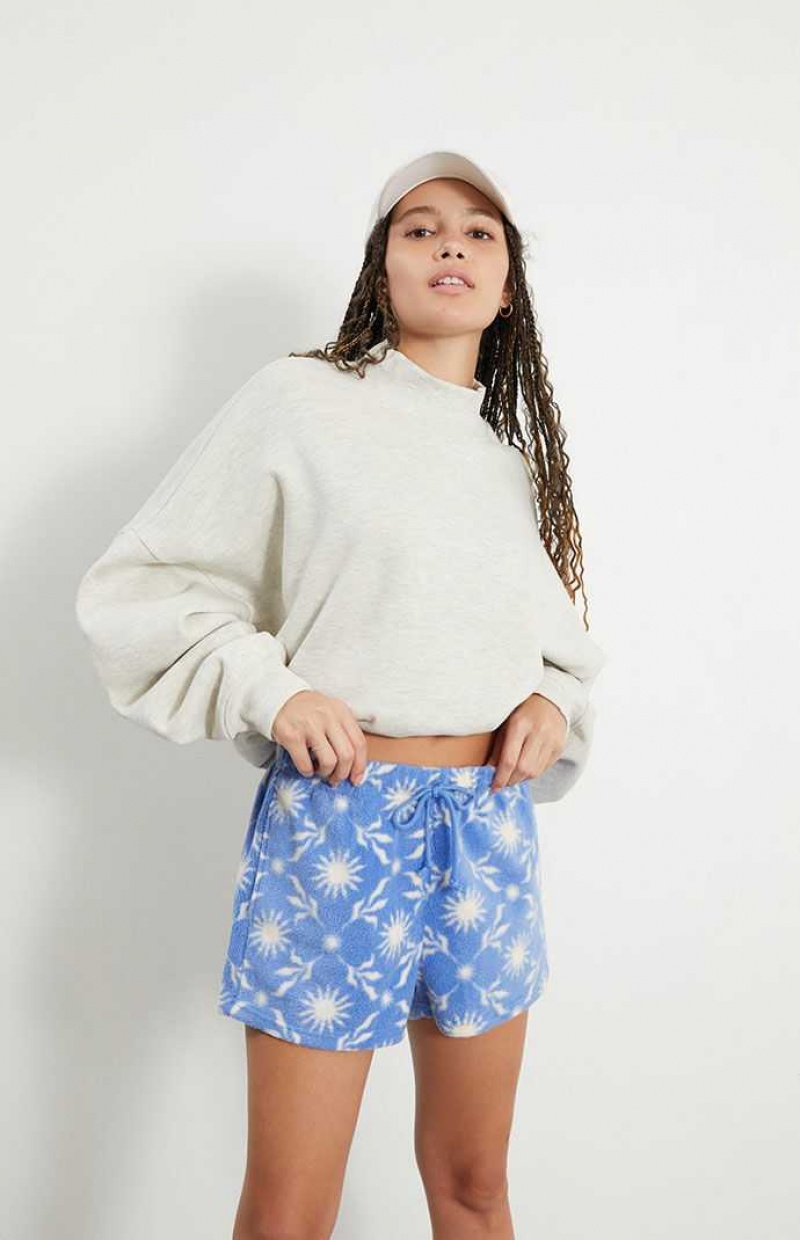 Pantalones PacSun Printed Fleece Sweat Mujer Azules | WBSNR4715