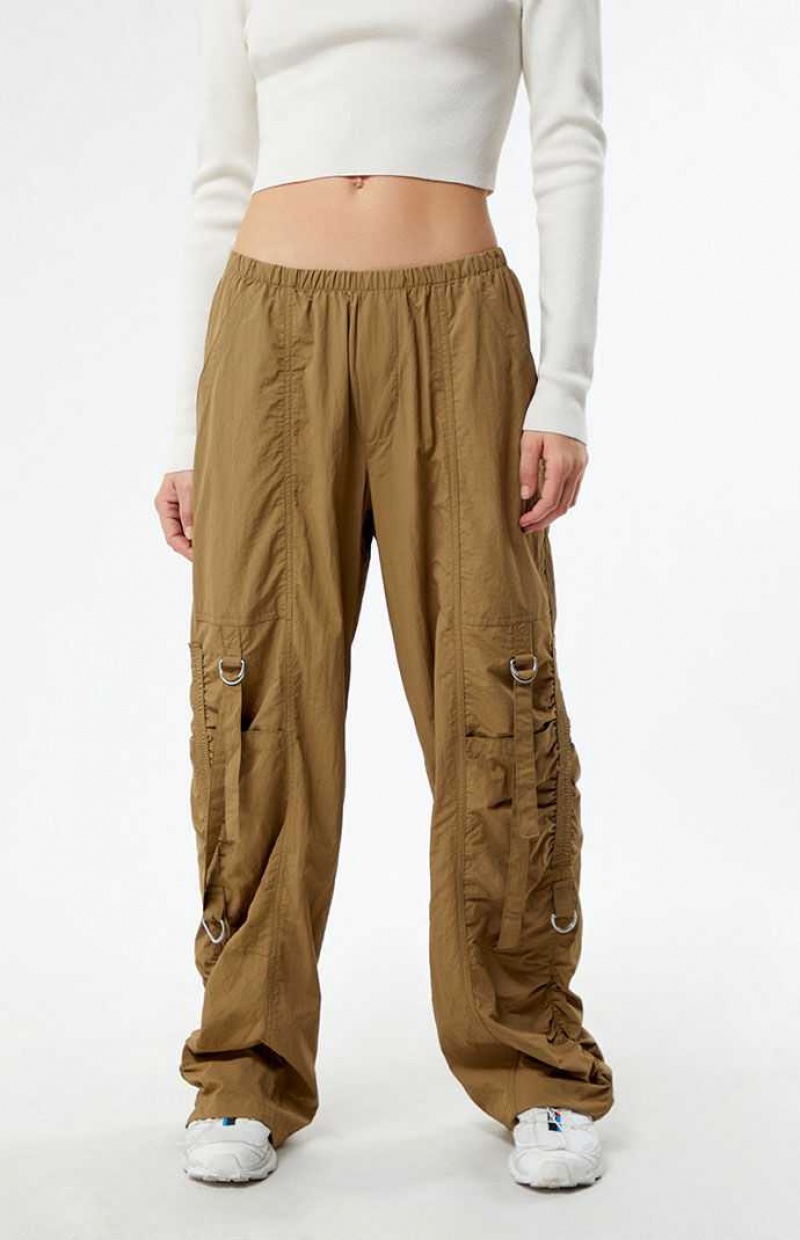 Pantalones PacSun Ruched Low Rise Pull-On Mujer Marrones | GUFWT5839