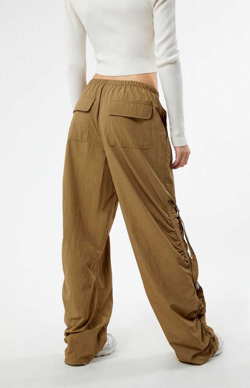 Pantalones PacSun Ruched Low Rise Pull-On Mujer Marrones | GUFWT5839