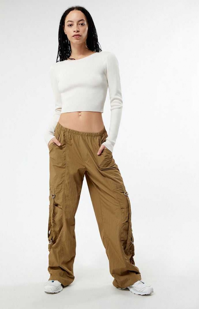 Pantalones PacSun Ruched Low Rise Pull-On Mujer Marrones | GUFWT5839