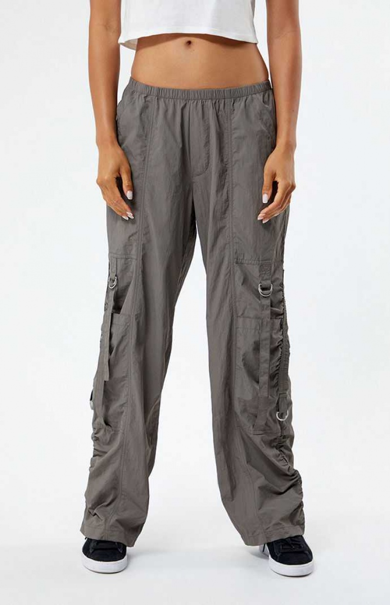 Pantalones PacSun Ruched Low Rise Pull-On Mujer Gris | ESAWG3570