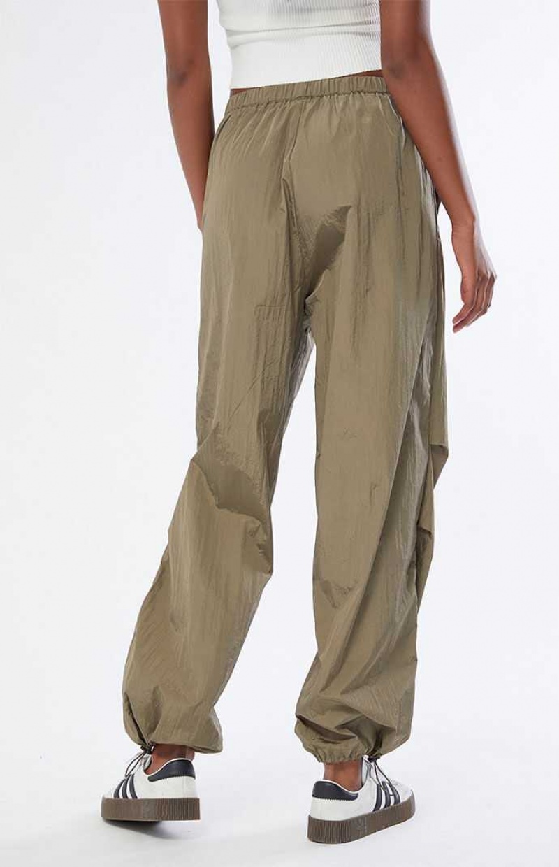 Pantalones PacSun Ruched Shine gy Mujer Verde Oliva | GJXRN8746