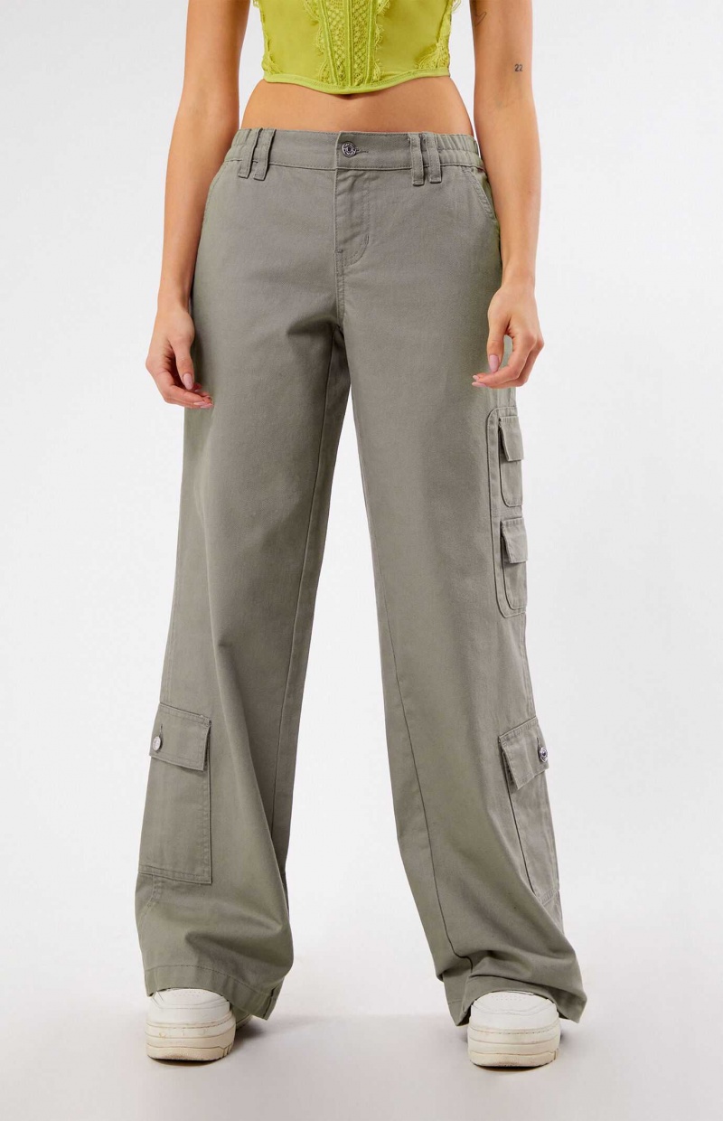 Pantalones PacSun Sage Elastic Cintura Low Rise gy Cargo Mujer Verde Oliva | EGDCB7230