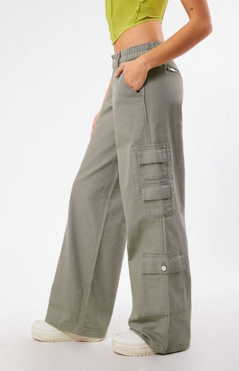 Pantalones PacSun Sage Elastic Cintura Low Rise gy Cargo Mujer Verde Oliva | EGDCB7230