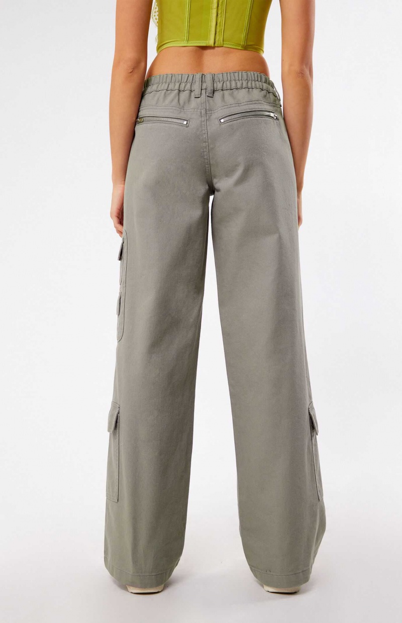 Pantalones PacSun Sage Elastic Cintura Low Rise gy Cargo Mujer Verde Oliva | EGDCB7230