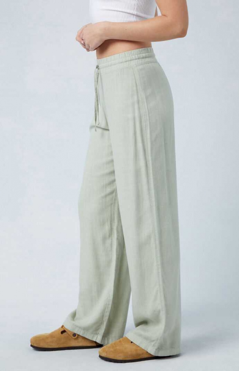 Pantalones PacSun Sage Linen Pull-On Mujer Verde Oliva | DJMWU4310