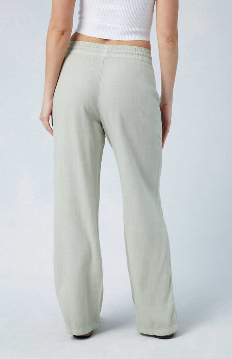 Pantalones PacSun Sage Linen Pull-On Mujer Verde Oliva | DJMWU4310