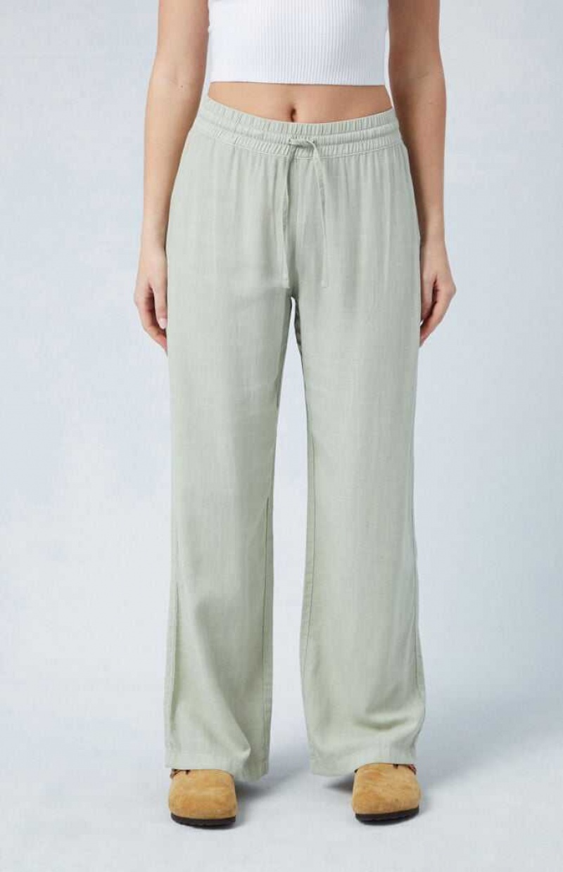 Pantalones PacSun Sage Linen Pull-On Mujer Verde Oliva | DJMWU4310