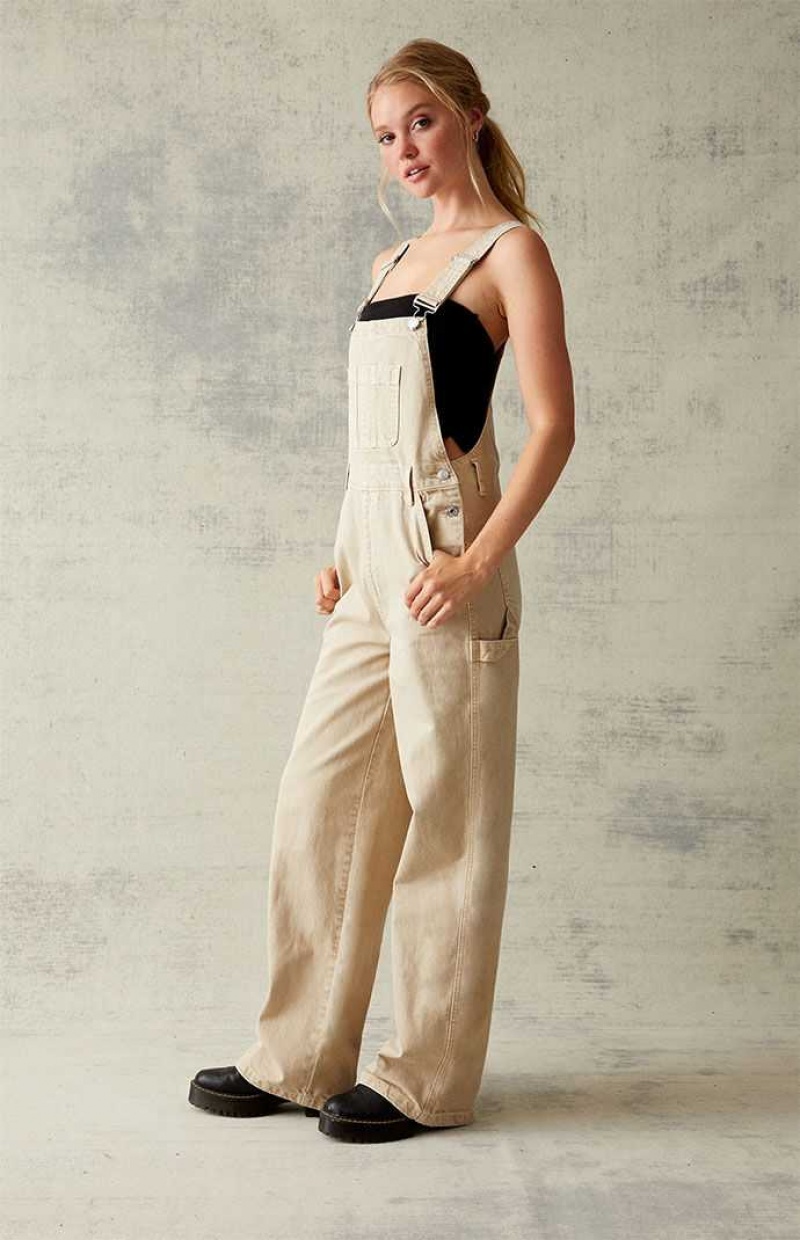 Pantalones PacSun Sand Denim Overalls Mujer Marrones | HEPYM7069