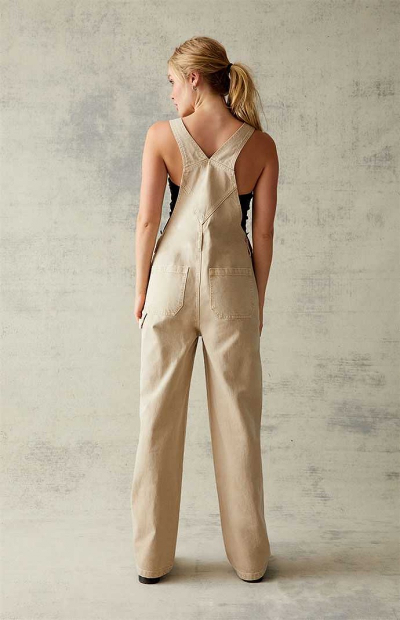 Pantalones PacSun Sand Denim Overalls Mujer Marrones | HEPYM7069