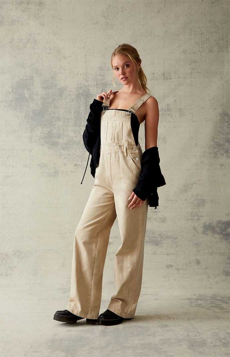 Pantalones PacSun Sand Denim Overalls Mujer Marrones | HEPYM7069