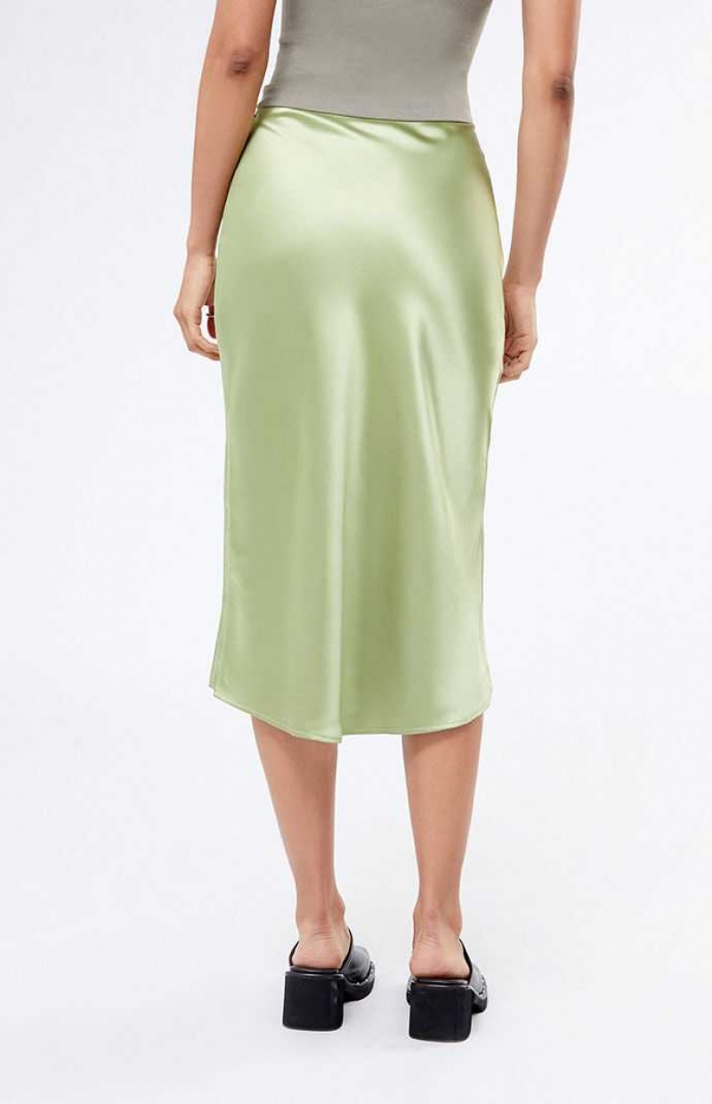 Pantalones PacSun Satin Midi Skirt Mujer Verde | ZJVEF3102