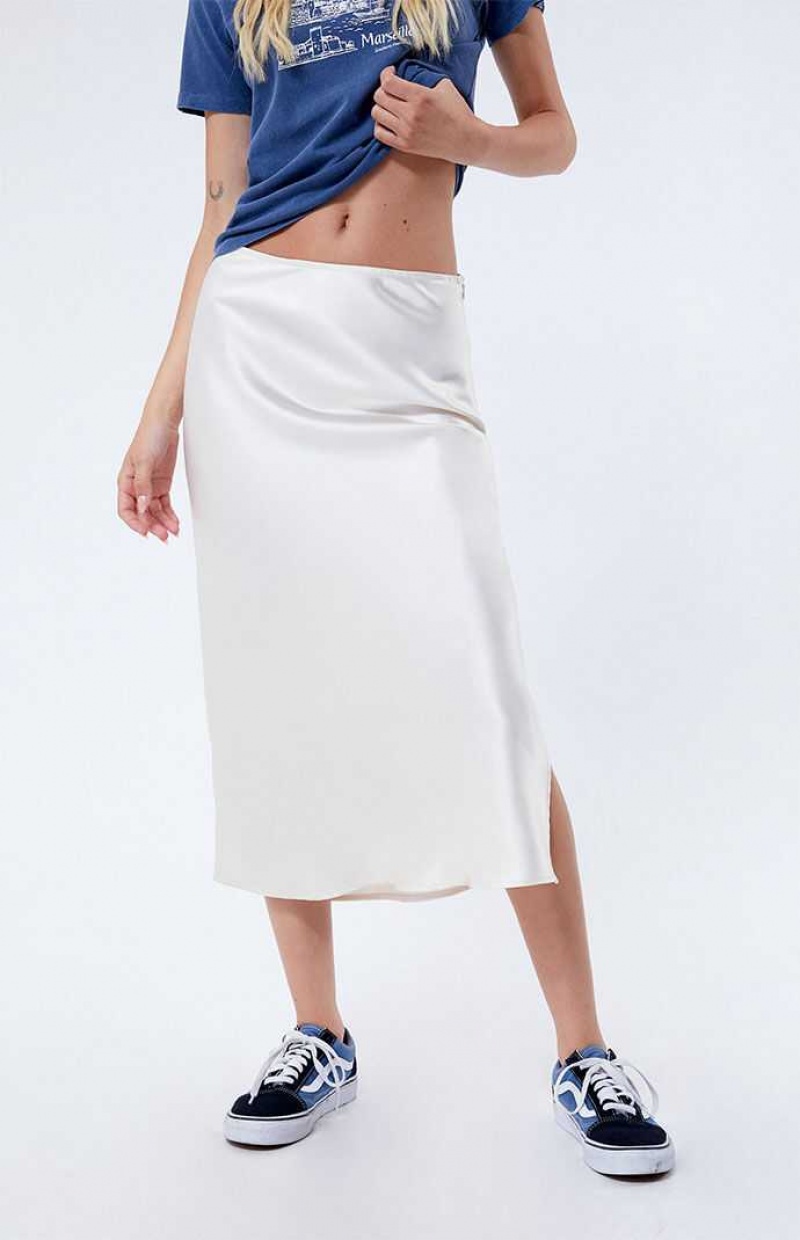 Pantalones PacSun Satin Midi Skirt Mujer Beige | GJTDR8561