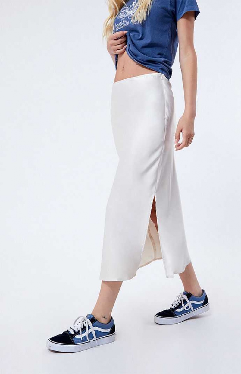 Pantalones PacSun Satin Midi Skirt Mujer Beige | GJTDR8561