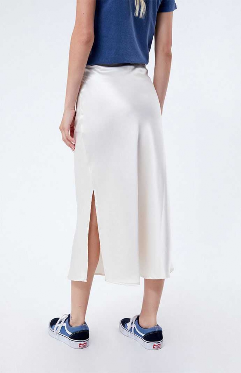 Pantalones PacSun Satin Midi Skirt Mujer Beige | GJTDR8561