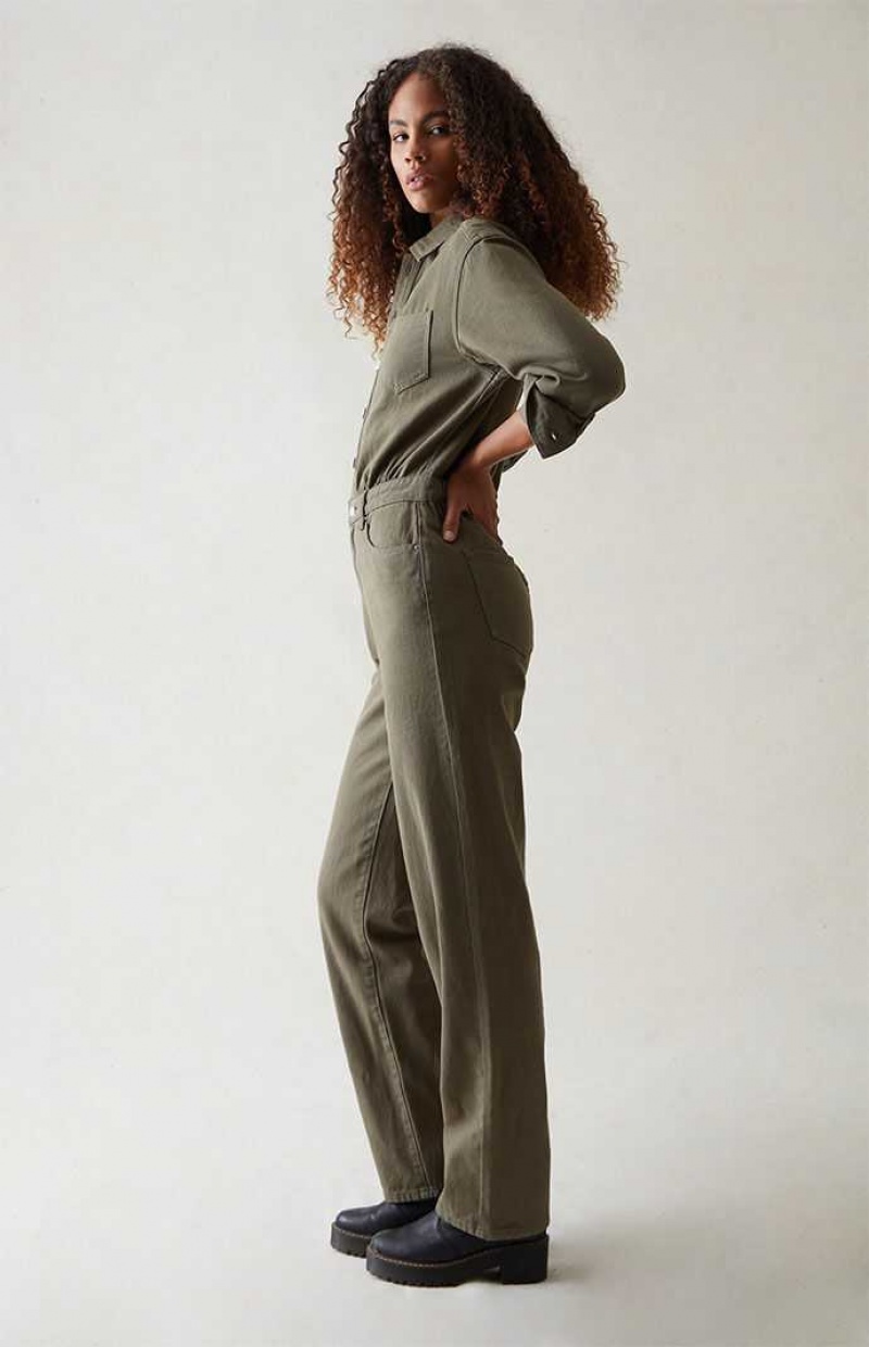 Pantalones PacSun Seaweed Long Sleeve Jumpsuit Mujer SEAWEED | CUBXY5974