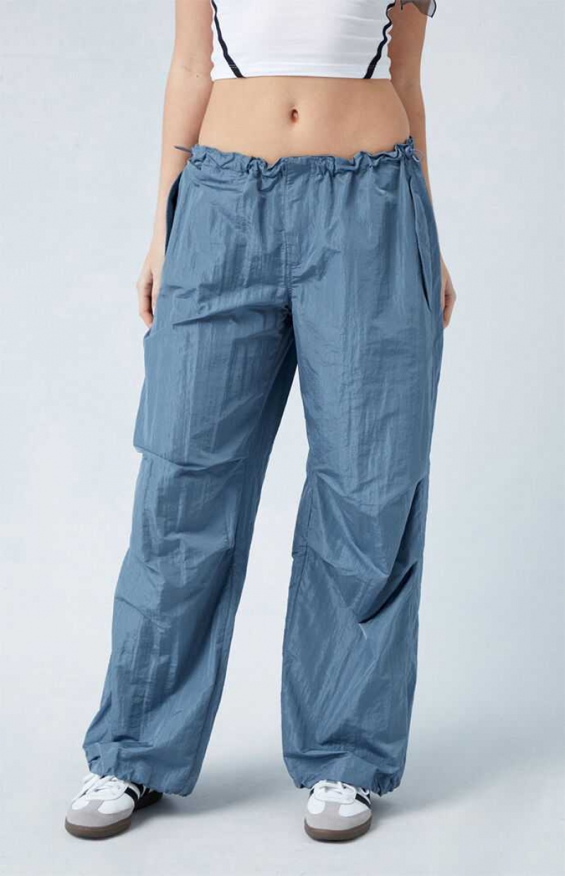 Pantalones PacSun Shine Low Rise Parachute Mujer Azules | NGSQD9826