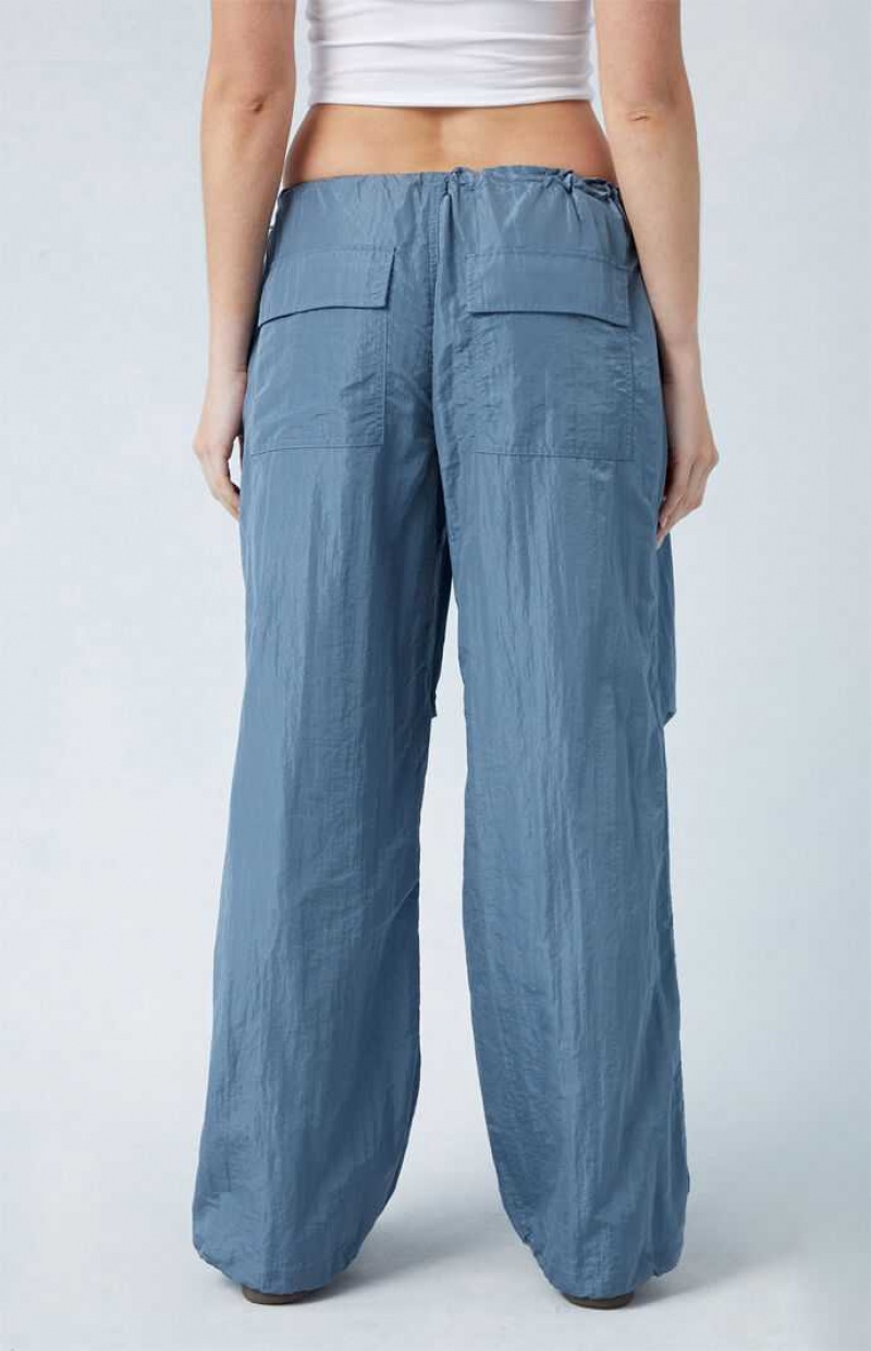 Pantalones PacSun Shine Low Rise Parachute Mujer Azules | NGSQD9826