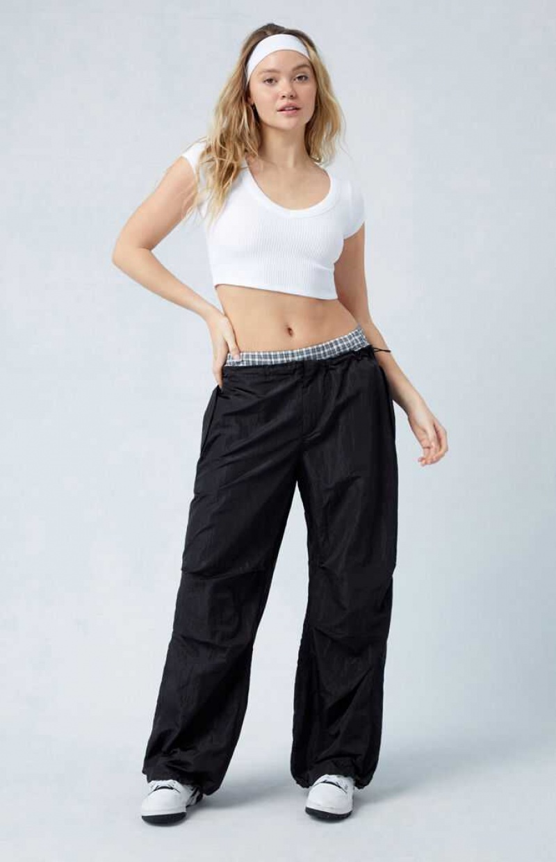 Pantalones PacSun Shine Low Rise Parachute Mujer Negras | YAFDJ9614