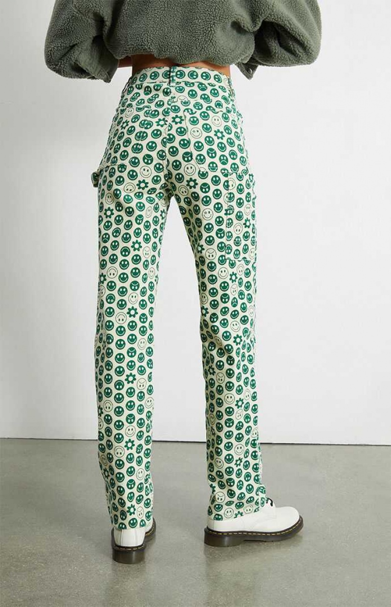 Pantalones PacSun Smile Corduroy Boyfriend Carpenter Mujer Verde | JUMNC1463