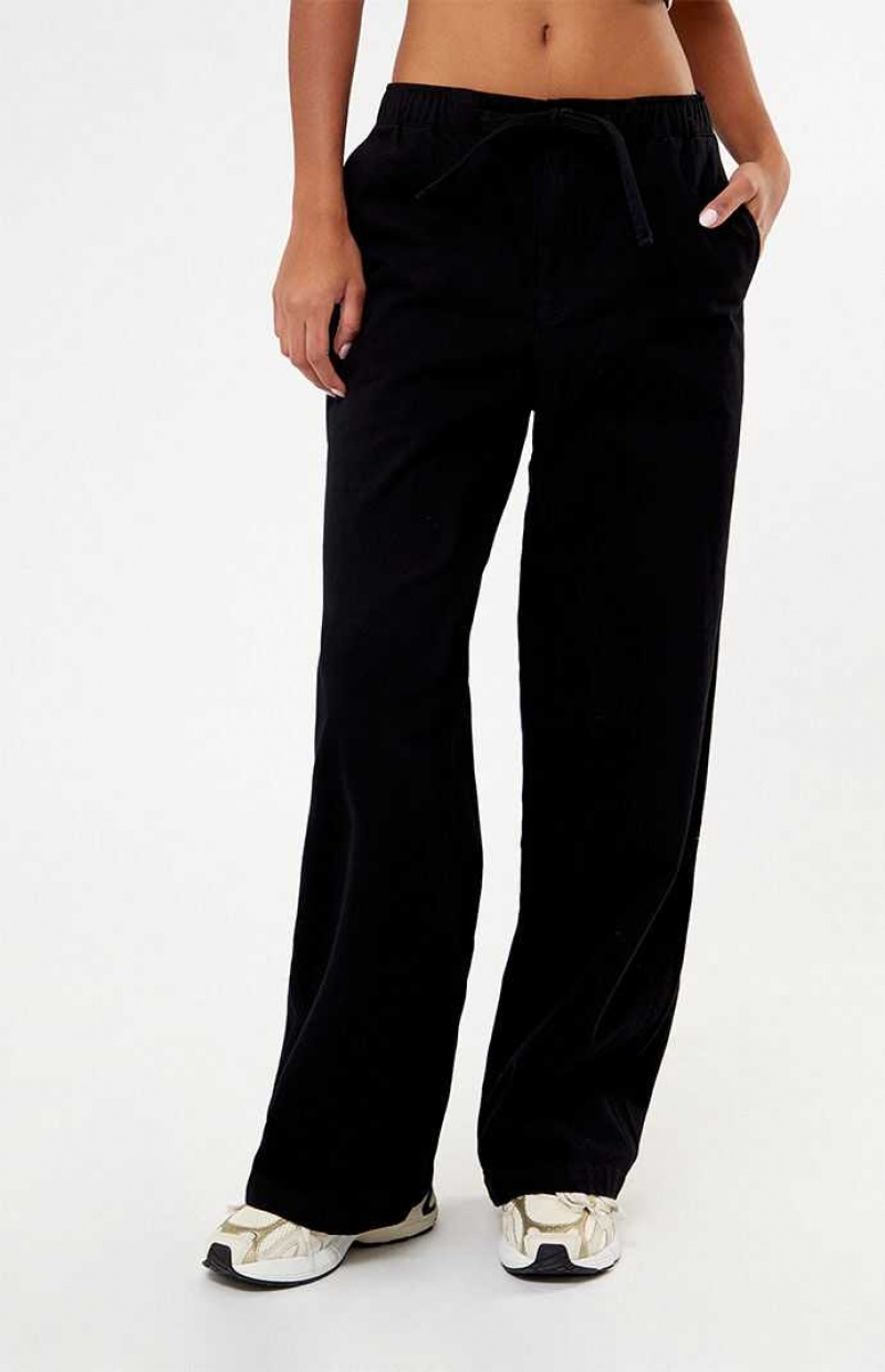 Pantalones PacSun Soft Twill Pull-On Mujer Negras | NYEJD3740