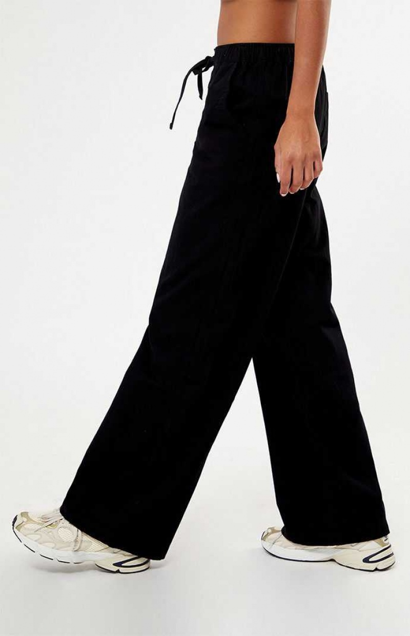 Pantalones PacSun Soft Twill Pull-On Mujer Negras | NYEJD3740