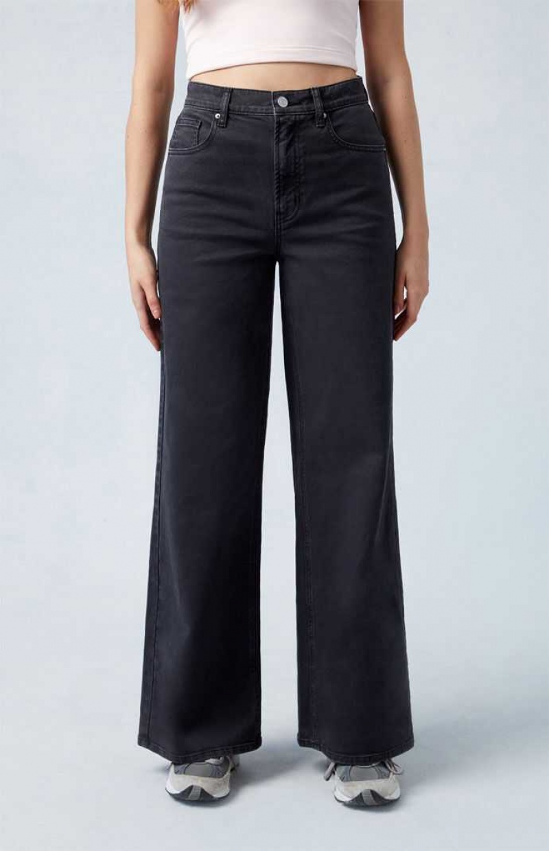 Pantalones PacSun Stretch Black Anchos Leg Mujer Negras | RECFG7109