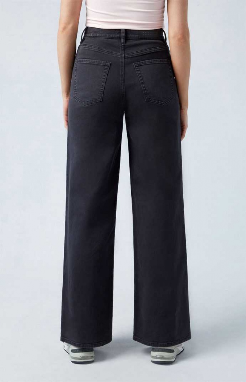 Pantalones PacSun Stretch Black Anchos Leg Mujer Negras | RECFG7109