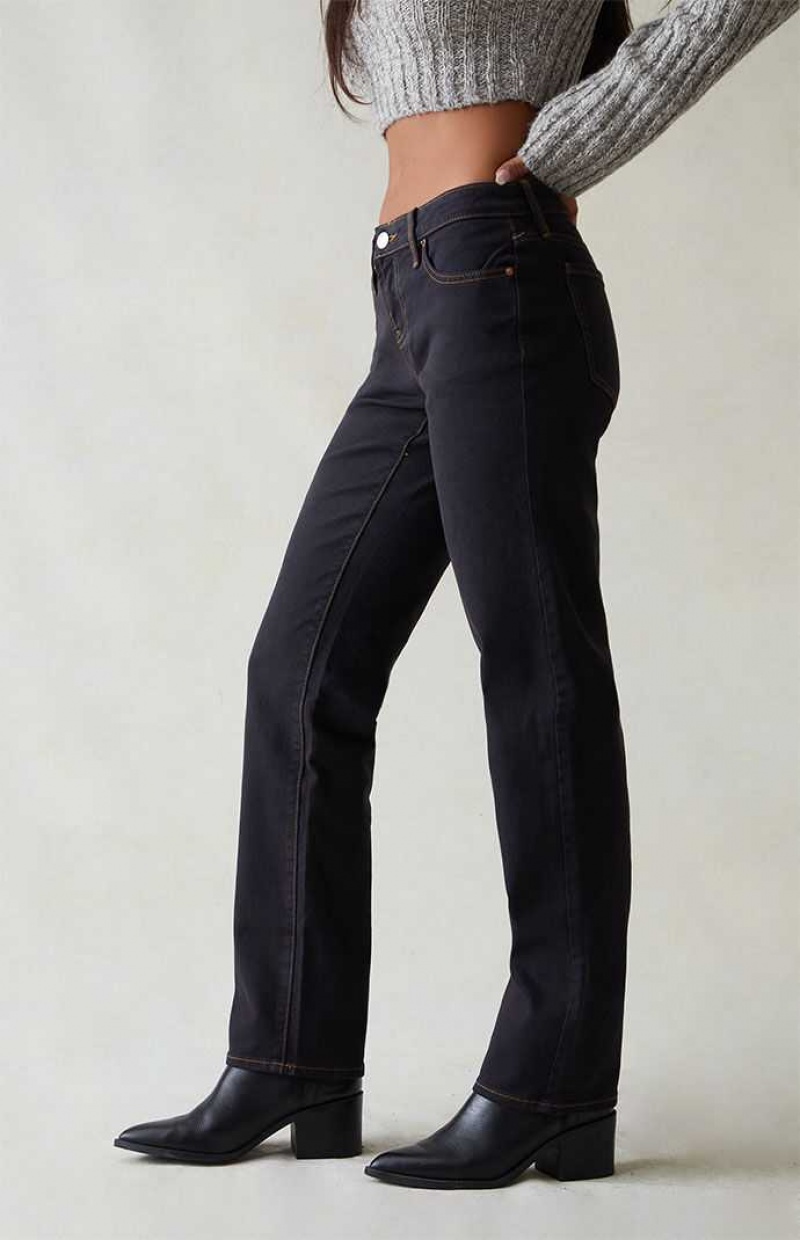 Pantalones PacSun Stretch Black Low Rise Directo Leg Mujer Negras | VYSKD9470