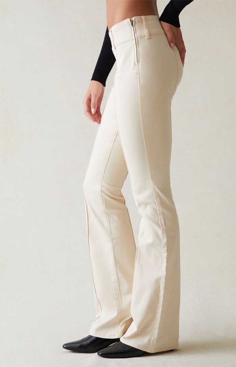 Pantalones PacSun Stretch Cream Low Rise Flare Mujer Creme | DERYS6975