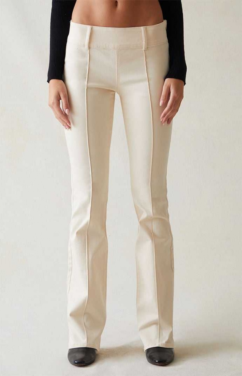 Pantalones PacSun Stretch Cream Low Rise Flare Mujer Creme | DERYS6975