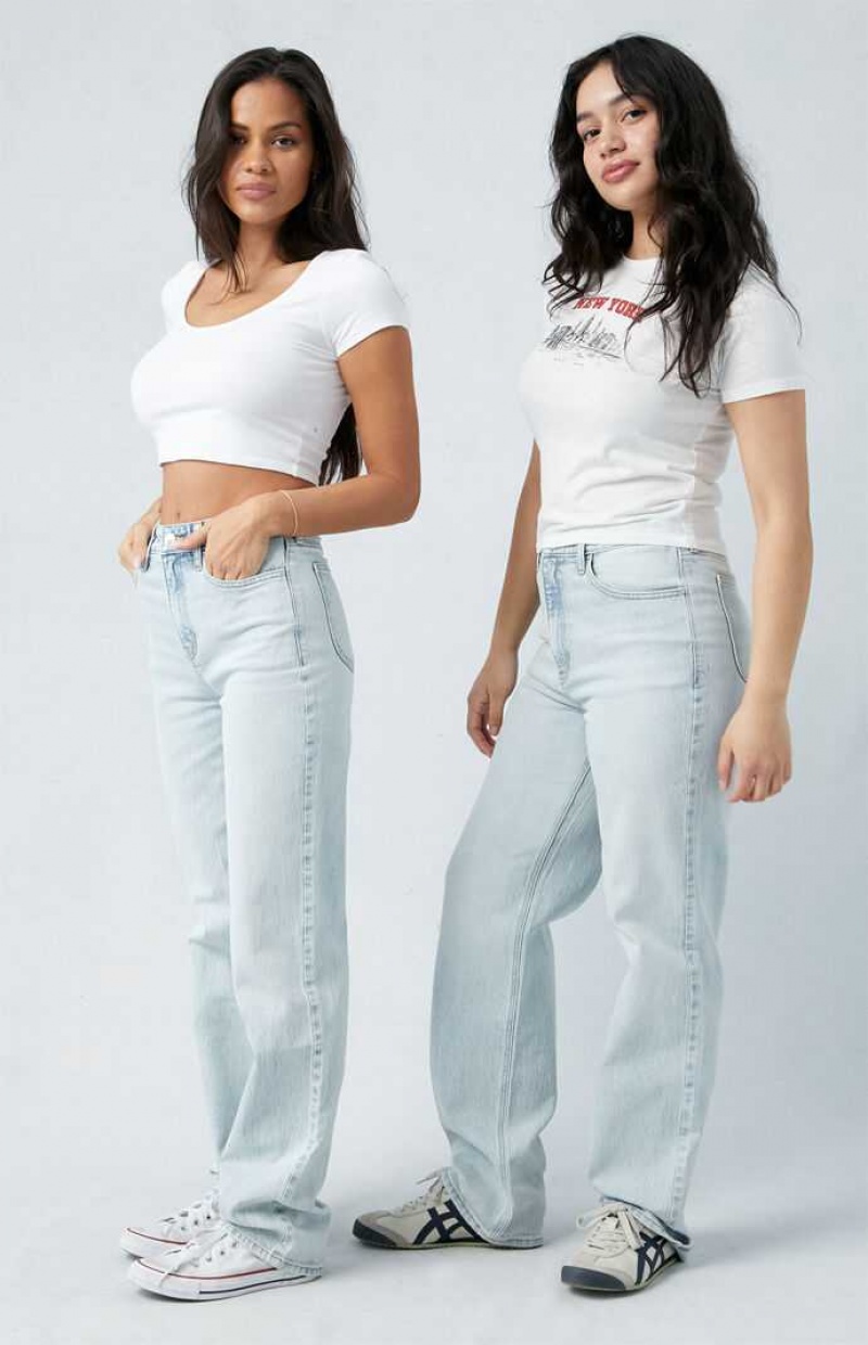 Pantalones PacSun Stretch Light Indigo Curve '90s Boyfriend Mujer Indigo | OCSLY6089