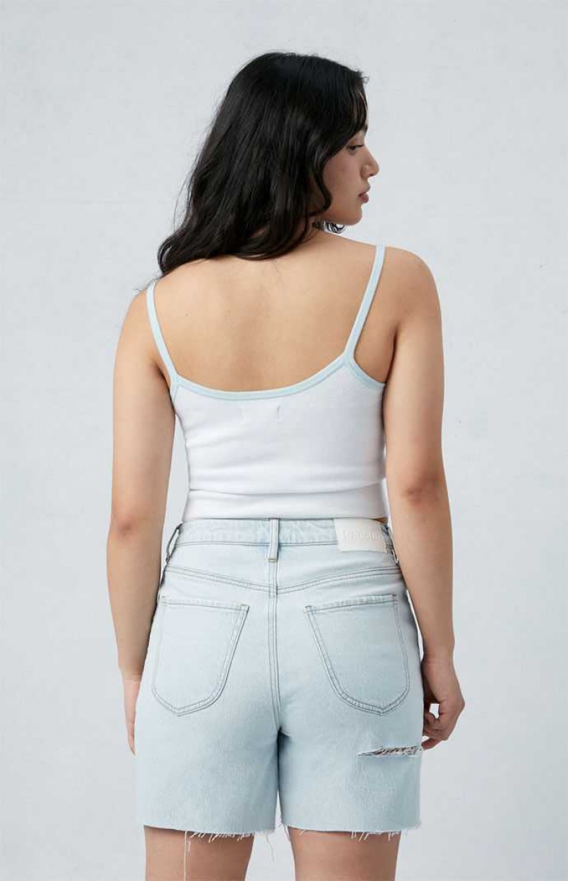 Pantalones PacSun Stretch Light Indigo Curve Denim Dad Mujer Indigo Claro | PFRJT0715