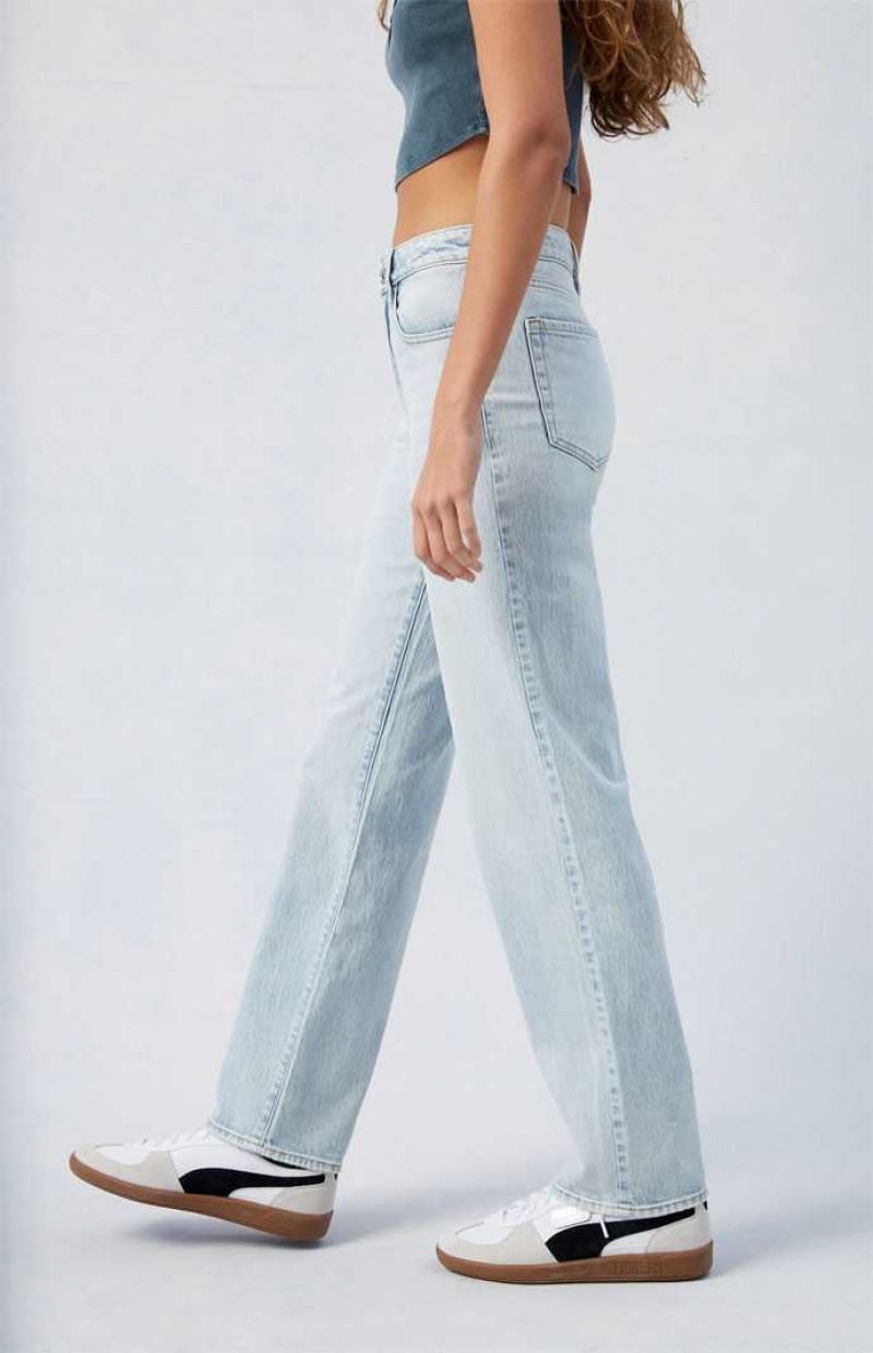 Pantalones PacSun Stretch Light Indigo Millie Mid Rise '90s Boyfriend Mujer Indigo | OYJNX7130