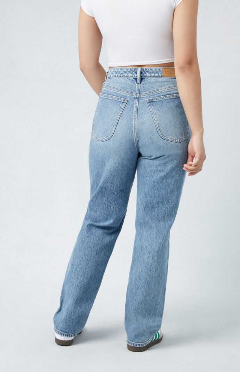 Pantalones PacSun Stretch Medium Indigo Curve Dad Mujer Indigo | OBHDQ0658