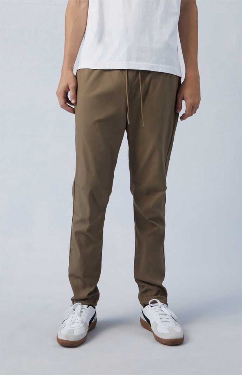 Pantalones PacSun Stretch Performance Brown Slim Hombre Marrones | MSQYF7152