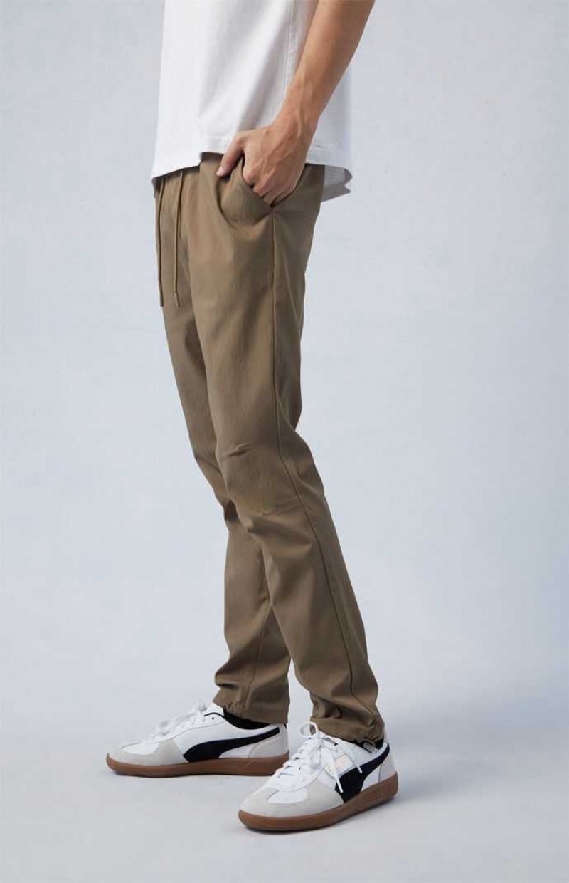 Pantalones PacSun Stretch Performance Brown Slim Hombre Marrones | MSQYF7152