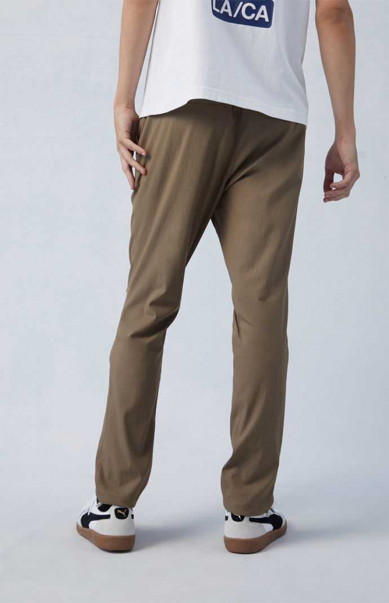 Pantalones PacSun Stretch Performance Brown Slim Hombre Marrones | MSQYF7152