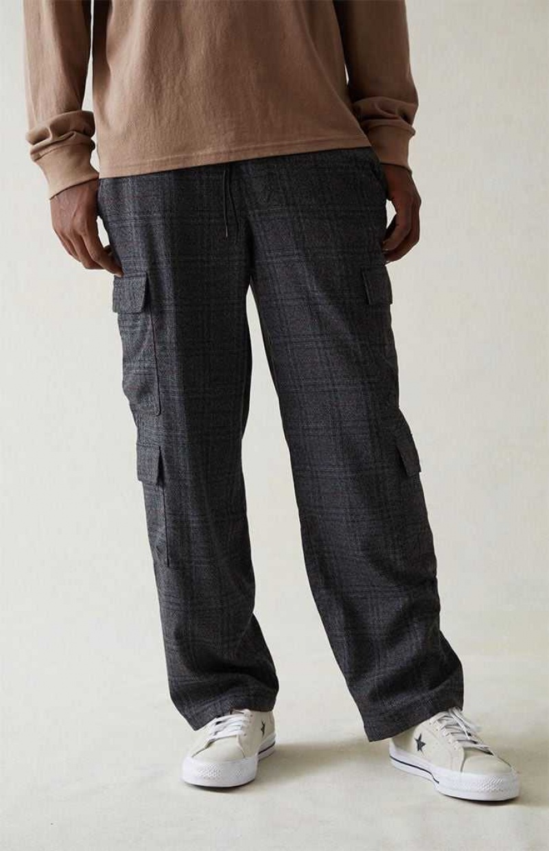 Pantalones PacSun Stretch Plaid Cargo Hombre Gris | OJABT4321