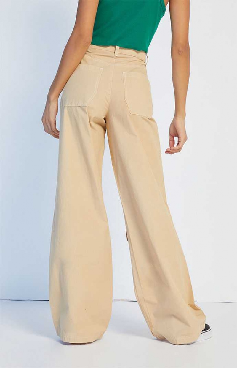 Pantalones PacSun Tan High Waisted Cargo Mujer Marrones | FTYMK7584