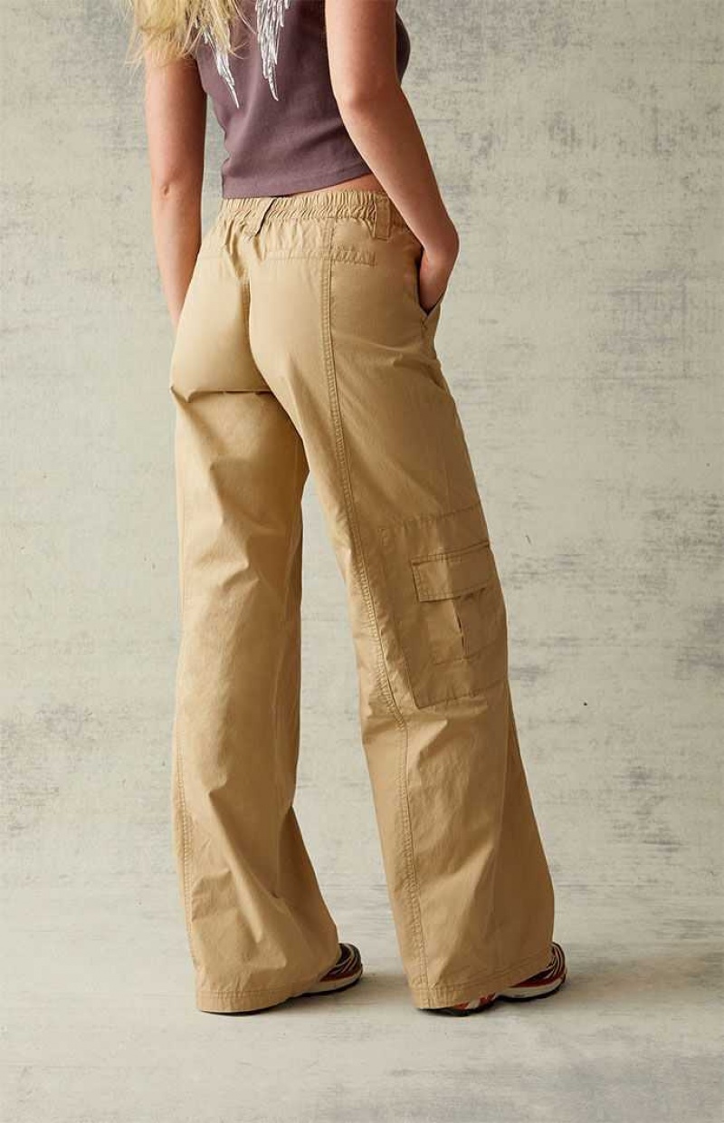 Pantalones PacSun Tan Low Rise Puddle Mujer Marrones | AVGOK8324