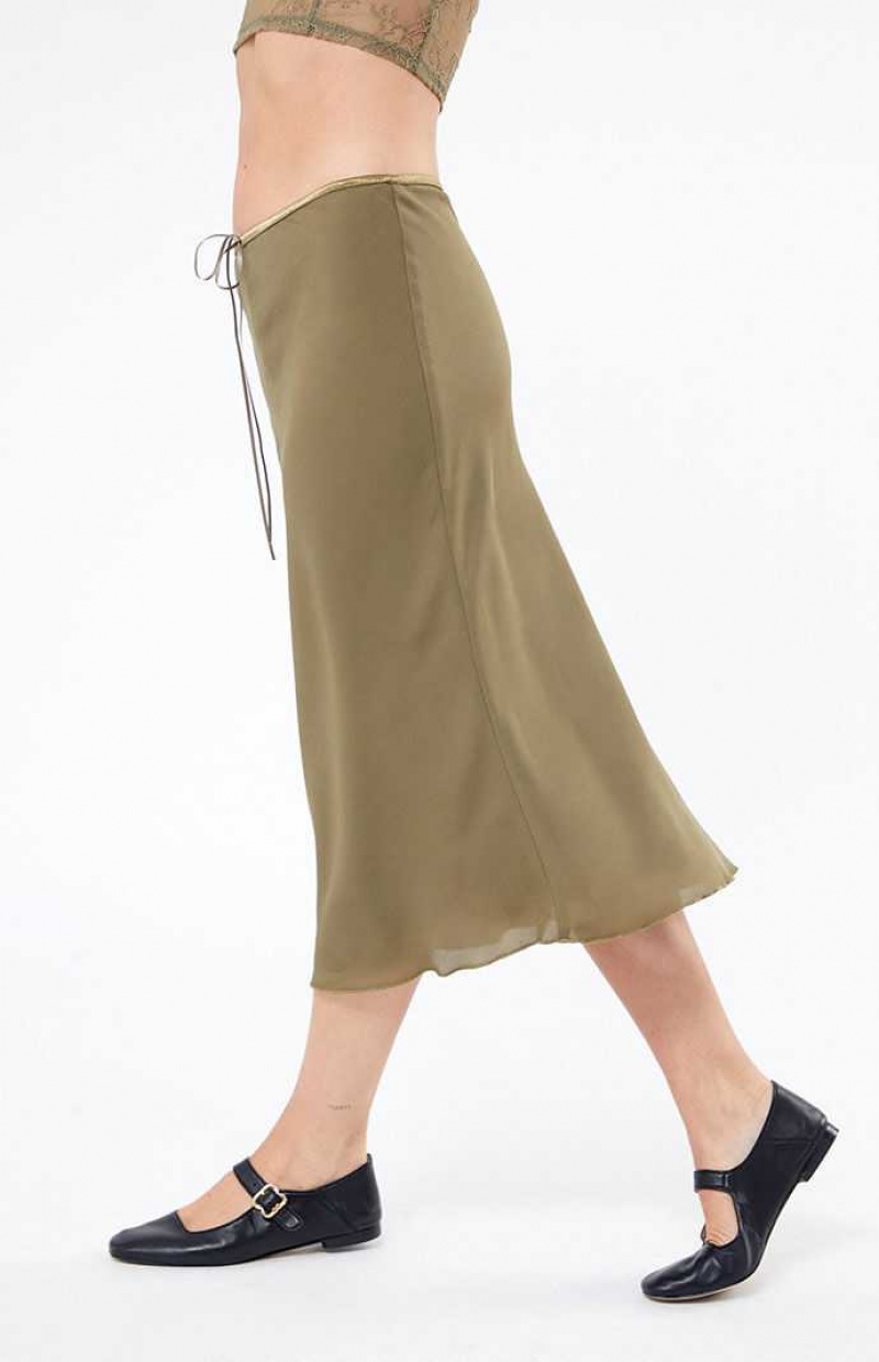 Pantalones PacSun Tie Midi Skirt Mujer Verde Oliva | USXPC8574