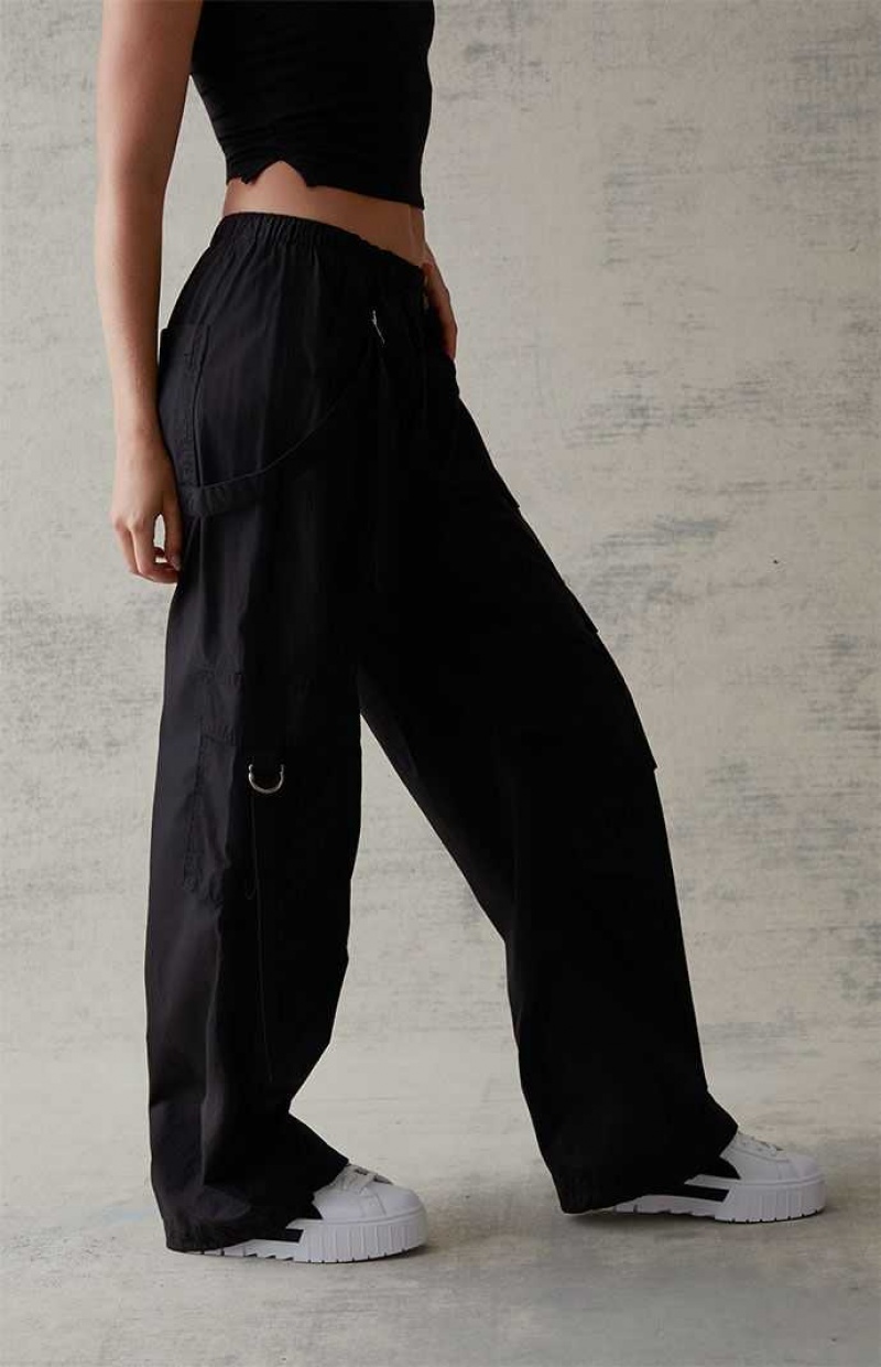 Pantalones PacSun Tiras Cargo Mujer Negras | MKQHF9365