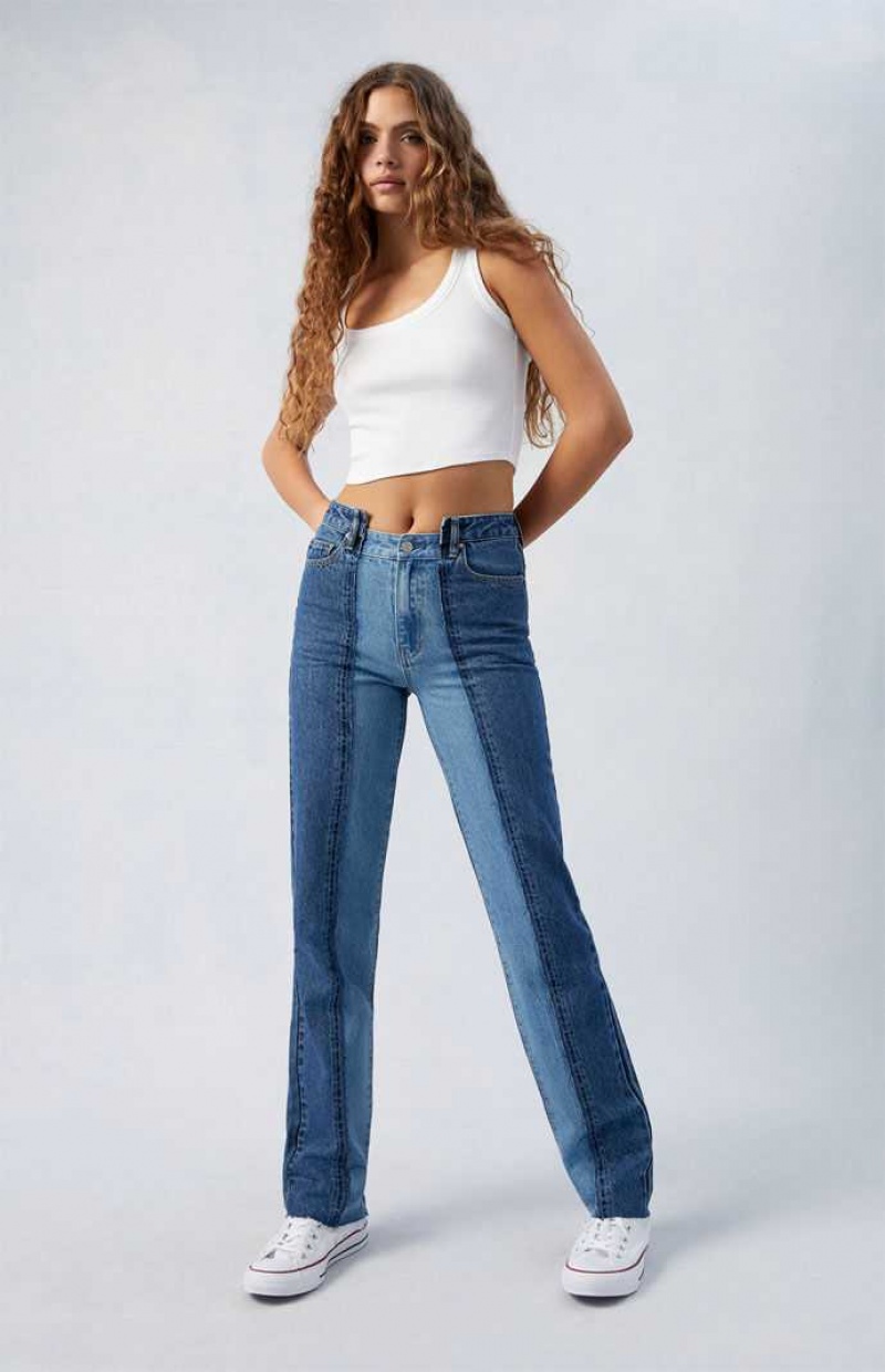 Pantalones PacSun Two-Tone Millie Mid Rise '90s Boyfriend Mujer Indigo | RDEOA4659