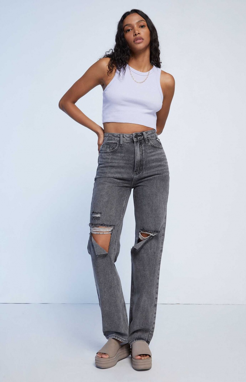 Pantalones PacSun Washed Black Ripped '90s Boyfriend Mujer Negras | FELUR3249