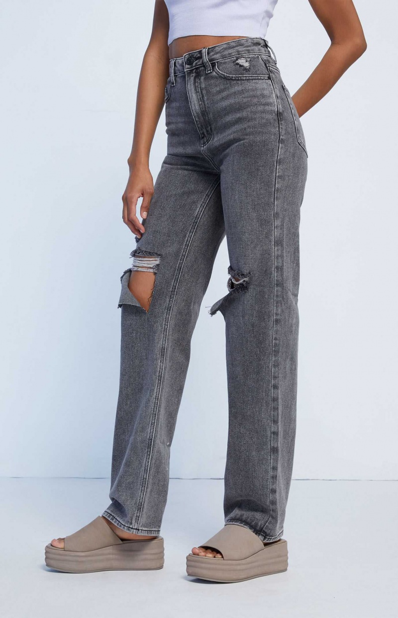 Pantalones PacSun Washed Black Ripped '90s Boyfriend Mujer Negras | FELUR3249