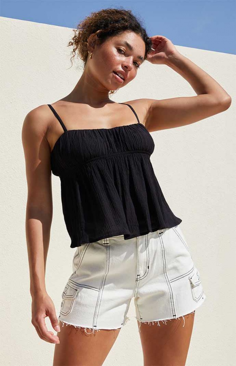 Pantalones PacSun White High Waisted Cutoff Cargo Mujer Blancas | MHIRN6215